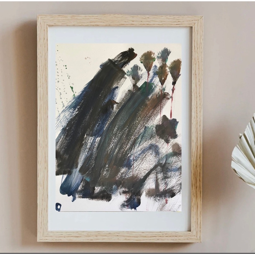 OMAN Original Abstract Expressionist Painting 11x14 Modern Art on Paper